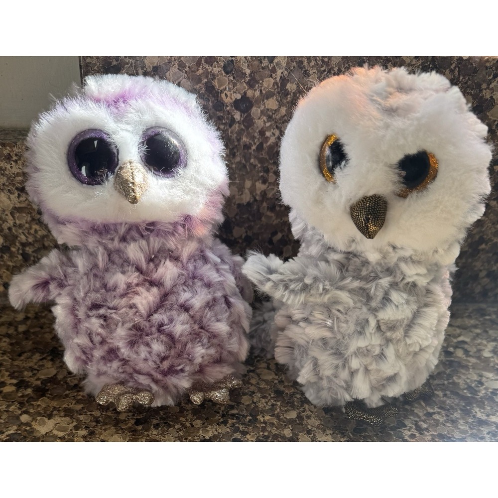 Ty Beanie Boos Owl Lot Of 2- Owlette‎ And Moonlight EUC